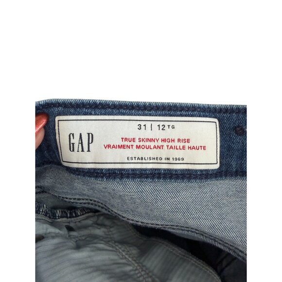 GAP True Skinny High Rise Denim Blue  Jeans Size 31 / 12 Tall - Picture 2 of 7